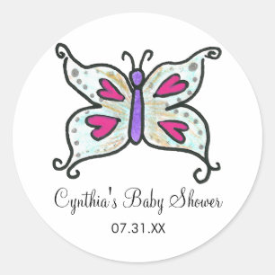 Butterfly and Hearts Favour Tags / Round Stickers