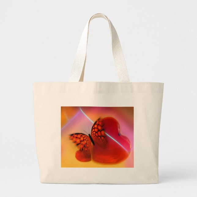 Butterfly and Hearts Large Tote Bag (Front)