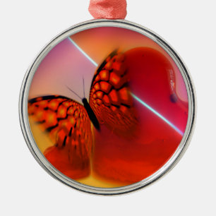Butterfly and Hearts Metal Tree Decoration