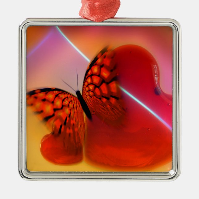 Butterfly and Hearts Metal Tree Decoration (Front)