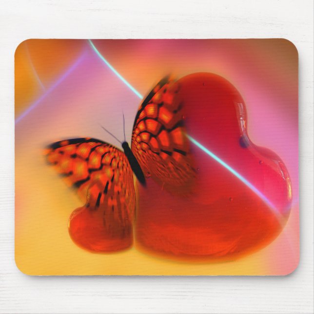 Butterfly and Hearts Mouse Pad (Front)