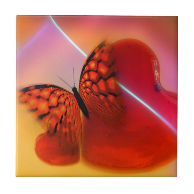 Butterfly and Hearts Tile (Front)