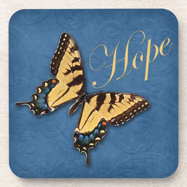 Butterfly and Hope Cork Coaster Set (6) (Front)