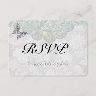 Butterfly and Lace Wedding RSVP Matte 3.5" x 5"