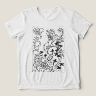 butterfly and ladybug with flowers Tri-Blend shirt