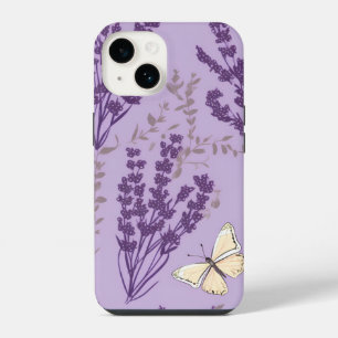 Butterfly and Lavender Flowers iPhone 14 Case