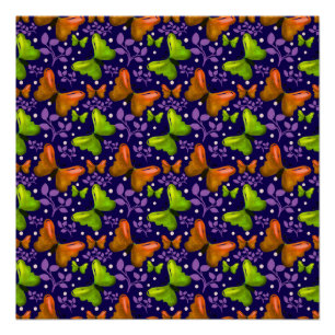 Butterfly and Leaf Seamless Pattern   Nature Inspi Poster