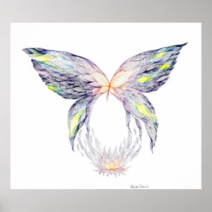 Butterfly and lotus poster