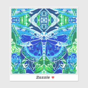 Butterfly and Medallion Batik Pattern in Blue