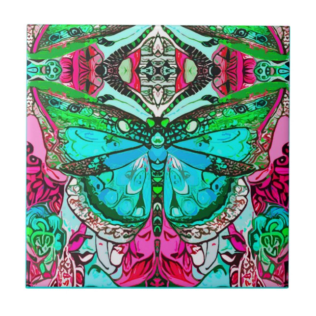 Butterfly and Medallion Batik Pattern in Turquoise Tile (Front)