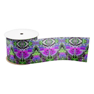 Butterfly and Medallion Batik Pattern in Violet  Satin Ribbon