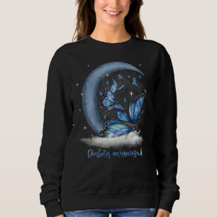 Butterfly And Moon In November We Wear Blue Ribbon Sweatshirt