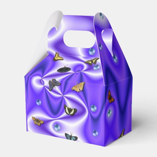 Butterfly and Pearls on purple Silk Favour Box (Front Side)