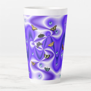 Butterfly and Pearls on purple Silk Latte Mug