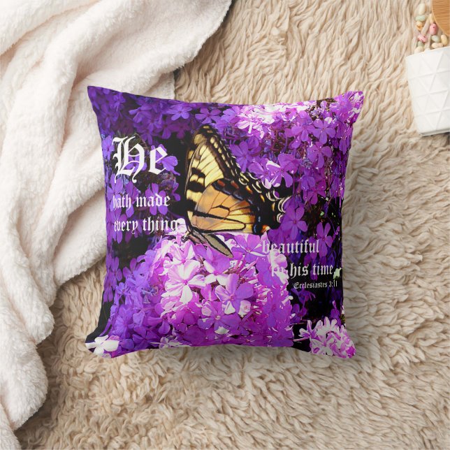 Butterfly and Phlox, Ecclesiastes 3:11 Cushion (Blanket)