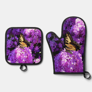 Butterfly and Phlox Oven Mitt & Pot Holder Set