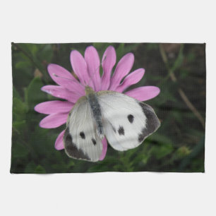 Butterfly and Pink Flower Kitchen Towel