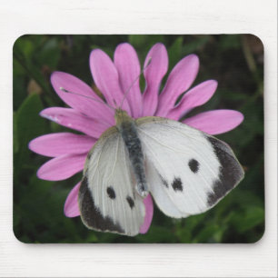 Butterfly and Pink Flower Mousepad