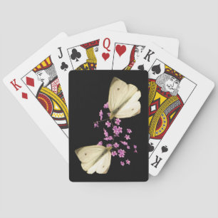 Butterfly and Pink Flowers Playing Cards