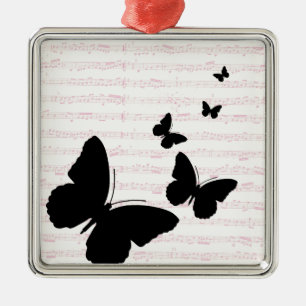 Butterfly and Pink Notes Metal Tree Decoration