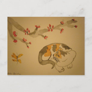 Butterfly and Plum Blossoms Postcard
