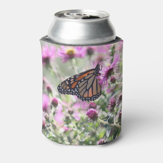 Butterfly and Purple Meadow Flowers Can Cooler (Can Back)