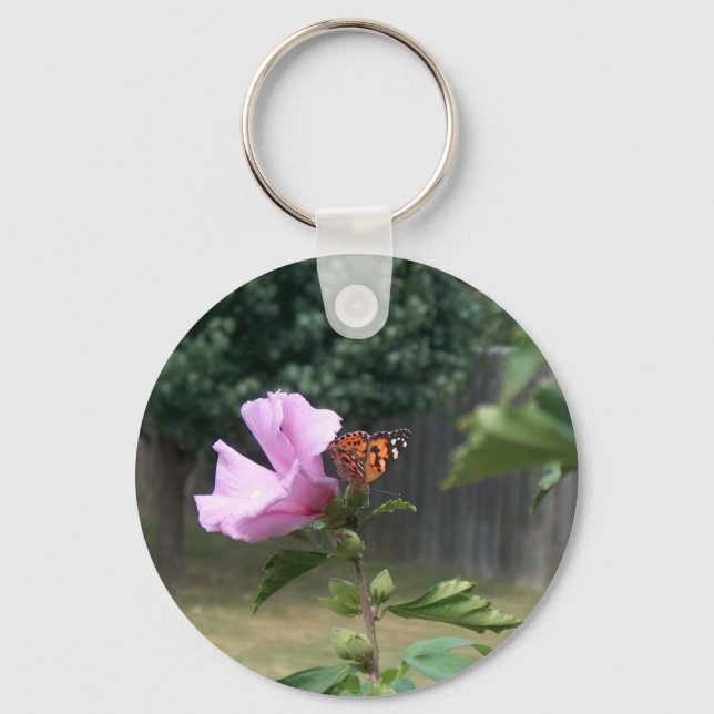 Butterfly and Rose of Sharon Key Ring (Front)