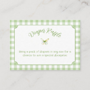 Butterfly and Sage Green Gingham Diaper Raffle Enclosure Card