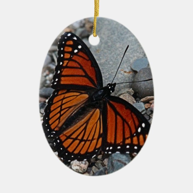 Butterfly and Stones Ceramic Tree Decoration (Front)