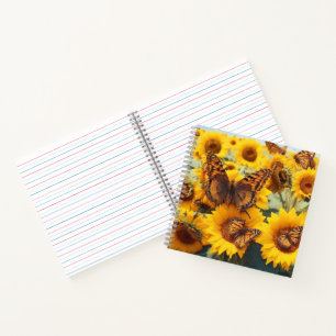 Butterfly and Su7nflower Spiral Notebook
