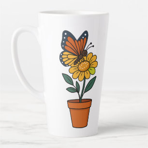 butterfly and sun flower latte mug