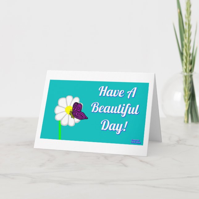 Butterfly And White Daisy Horizontal Greeting Card (Front)