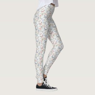 Butterfly and Wildflower Chinoiserie Style Leggings