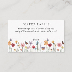 Butterfly and Wildflower Diaper Raffle Baby Enclosure Card