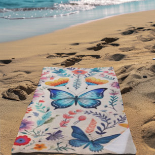 Butterfly and Wildflower Garden Beach Towel