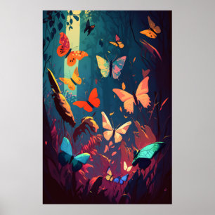 Butterfly Animal Portrait Painting Wildlife Forest Poster