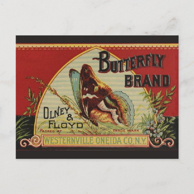 Butterfly Antique Advertising Label Postcard (Front)