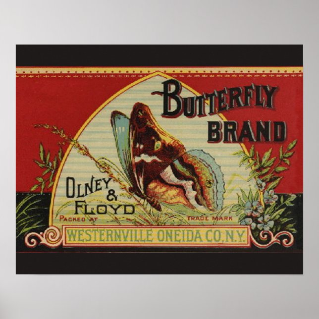 Butterfly Antique Advertising Label Poster (Front)