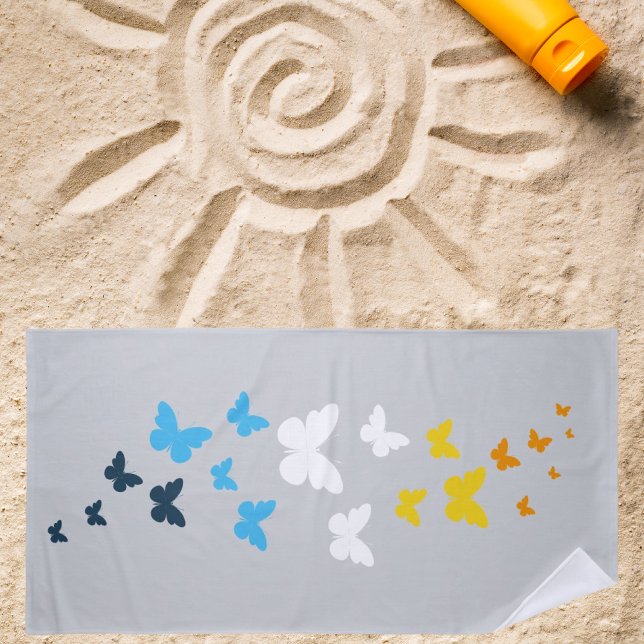 Butterfly AroAce Pride - AroAce Flag Colours Beach Towel (Creator Uploaded)
