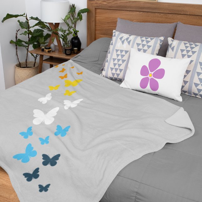 Butterfly AroAce Pride - AroAce Flag Colours Sherpa Blanket (Creator Uploaded)