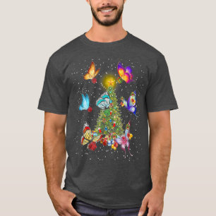 Butterfly Around Christmas Lights Tree Bugs Xmas S T-Shirt