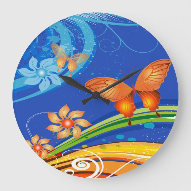 Butterfly Art 19 Wall Clocks & Numeral Options (Front)