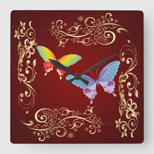 Butterfly Art 1 Wall Clocks & Numeral Options (Front)