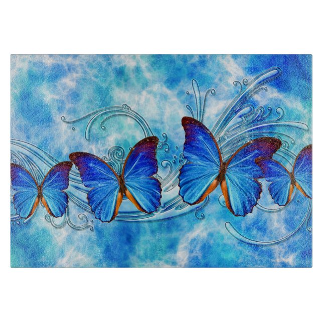Butterfly Art 37 Decorative Glass Cutting Board (Front)