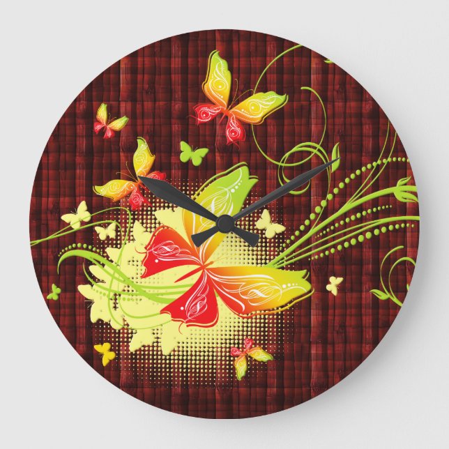 Butterfly Art 5 Wall Clocks & Numeral Options (Front)