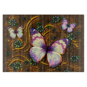 Butterfly Art 6 Decorative Glass Cutting Board