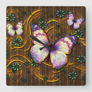 Butterfly Art 6 Wall Clocks & Numeral Options