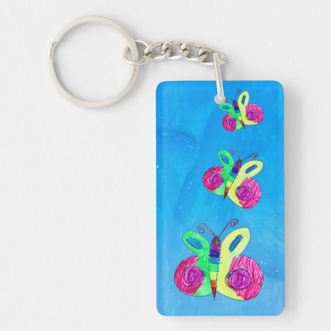 Butterfly Art by Kids Key Ring (Front)