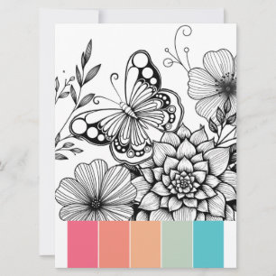 Butterfly Art Card with Colour Schemes
