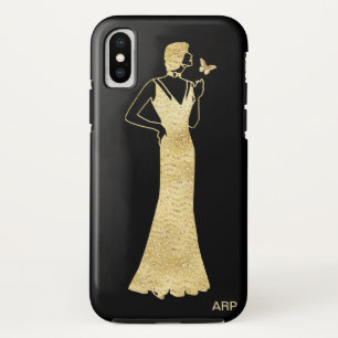 *~* Butterfly Art Deco Nouveau Gold Glitter Woman Case-Mate iPhone Case